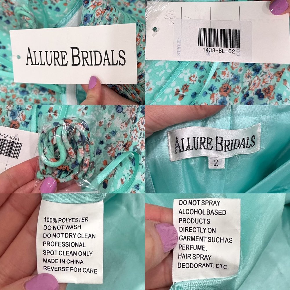 Allure Bridals Strapless Pleated Sweetheart Flowy Floral Print Bridesmaids Dress - Picture 3 of 16
